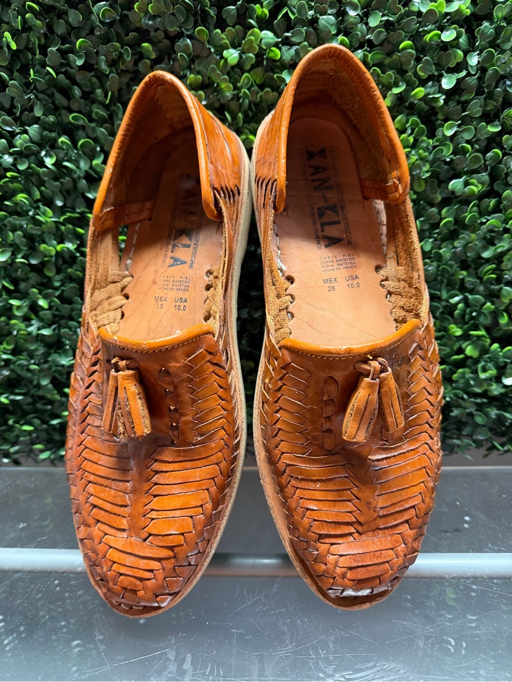 Men's Woven Leather Tassel Loafers - Brown - Picture 3 of 8